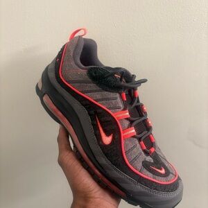 Nike Air Max 98 Black with Neon Coral Accents